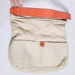 Spartina 449 Daufuskie Island Splendor Shoulder Bag Beige Coral Linen Leather